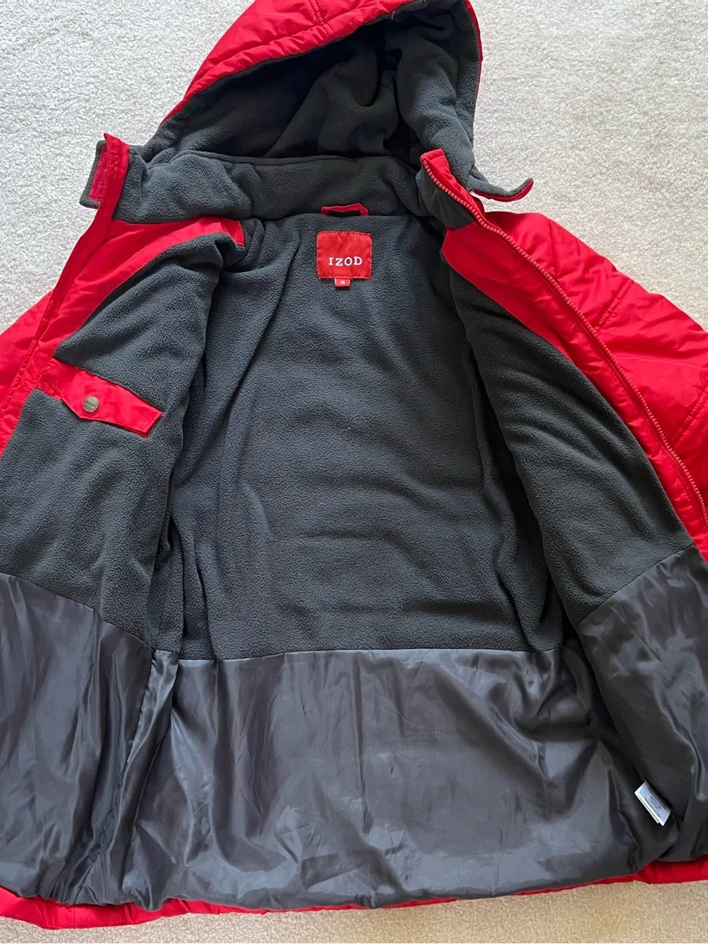 Izod Red Kids' Puffer Jacket with Hood Size 18